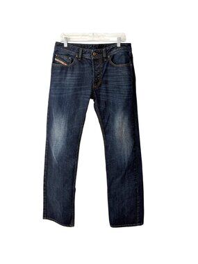 Diesel Mens Size 32x32 Larkee Regular Straight Fit Jeans Dark Wash Denim Blue